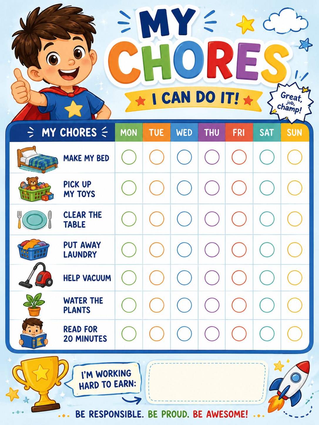 Chores chart for boys